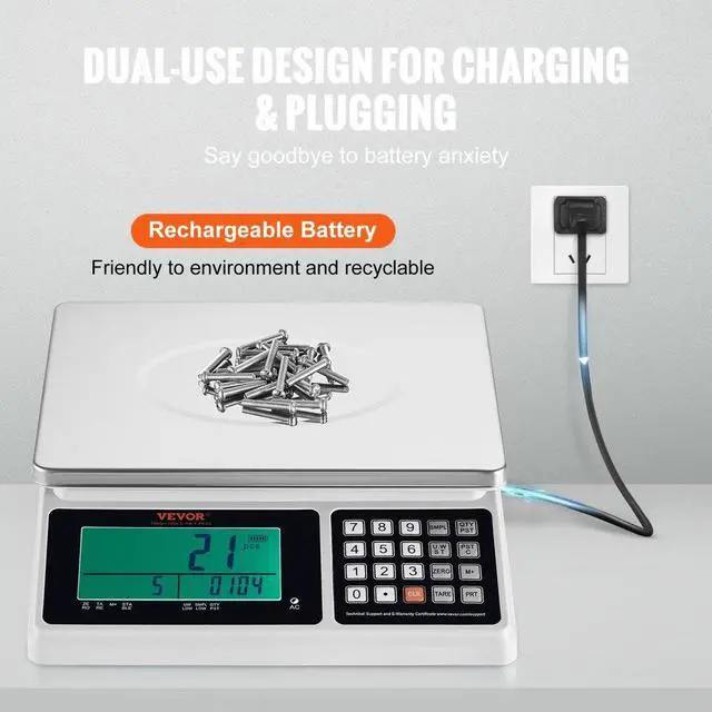 Alt view image 4 of 7 - VEVOR Industrial Counting Scale, 30 kg x 1 g, Digital Scale for Parts and Coins, g/kg/lb Units, Electronic Gram Scale Inventory Counting Scale Kitchen Jewelry Scale with RS232 Port and LCD Screen