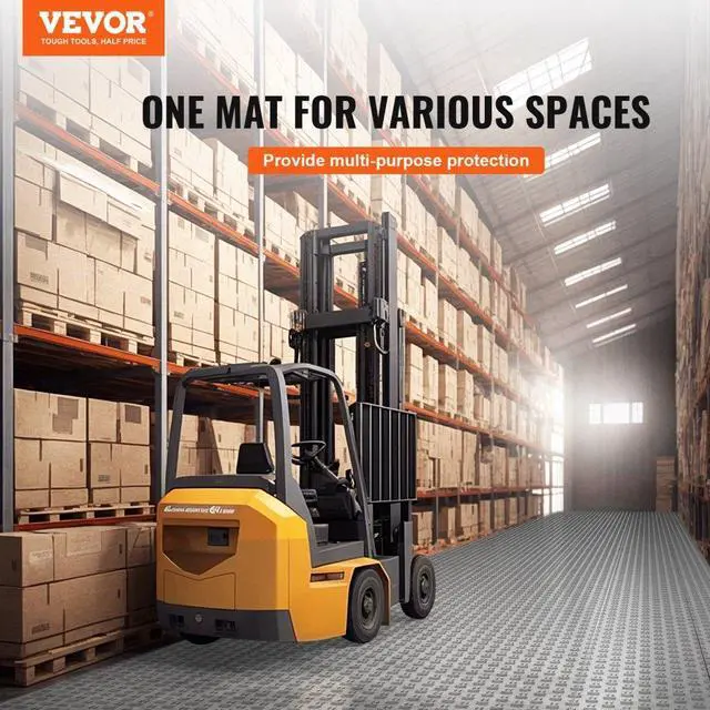 Alt view image 2 of 7 - VEVOR Garage Tiles Interlocking, 12 x 12 x 0.53 inch 50 Pack Garage Floor Covering Tiles, Non-Slip Double-Sided Texture Garage Flooring Tiles, for Garages, Basements, Repair Shops, Silver