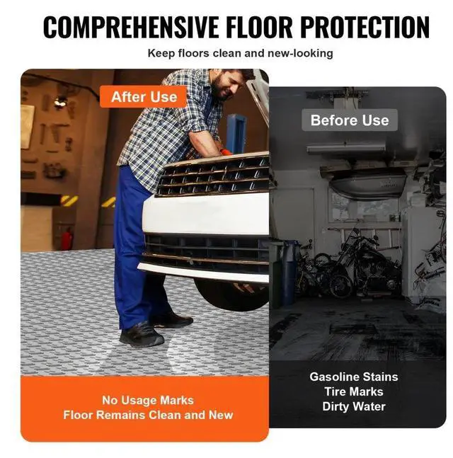 Alt view image 5 of 7 - VEVOR Garage Tiles Interlocking, 12 x 12 x 0.53 inch 50 Pack Garage Floor Covering Tiles, Non-Slip Double-Sided Texture Garage Flooring Tiles, for Garages, Basements, Repair Shops, Silver
