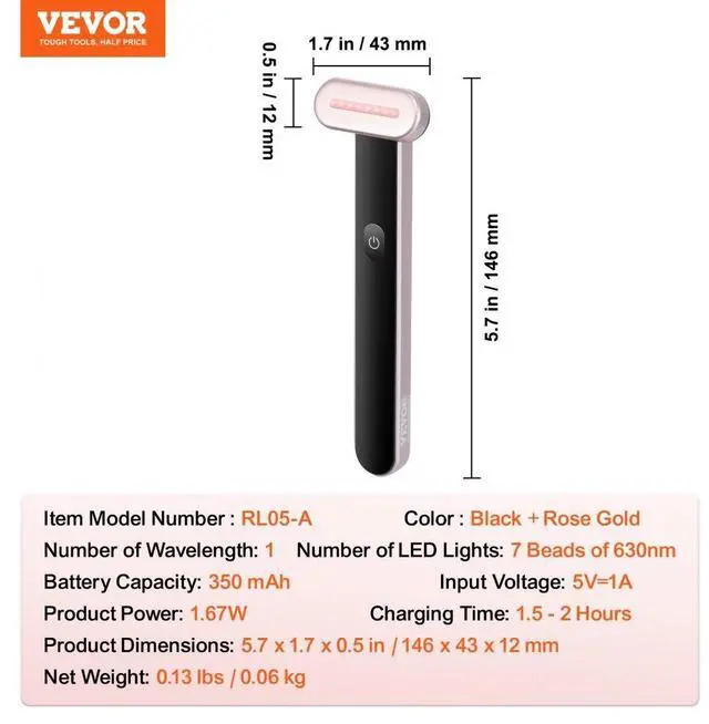 Alt view image 7 of 7 - VEVOR Red Light Therapy Wand for Face and Neck, 3-in-1 LED Facial Wand Red Light Therapy Device with Heating Therapy| Vibrating Facial Massage, Portable LED Beauty Wand
