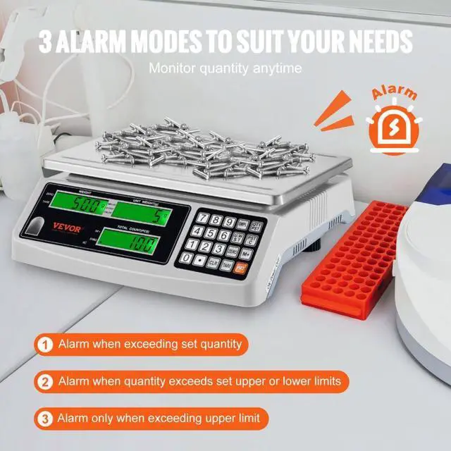 Alt view image 5 of 7 - VEVOR Industrial Counting Scale, 15 kg x 0.5 g, Digital Scale for Parts and Coins, g/kg/lb Units, Electronic Gram Scale Inventory Counting Scale Kitchen Jewelry Scale with RS232 Port and 3 LCD Screens