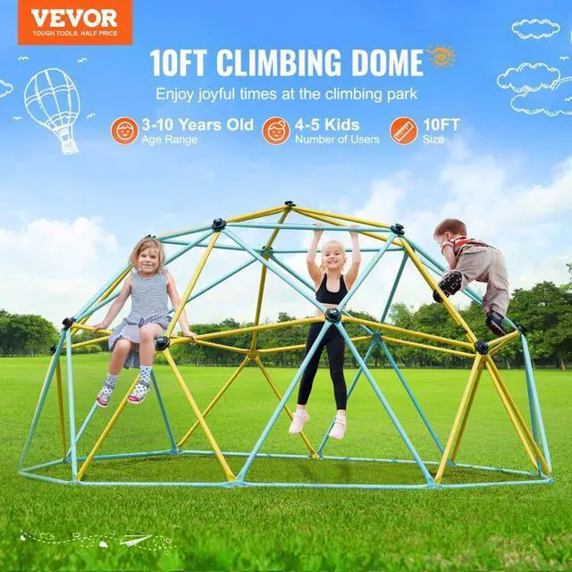Alt view image 2 of 7 - VEVOR Climbing Dome, Jungle Gym Supports 750LBS and Easy Assembly, 10FT Geometric Dome Climber Play Center for Kids 3 to 10 Years Old,with Climbing Grip, Outdoor Backyard Play Equipment for Kids
