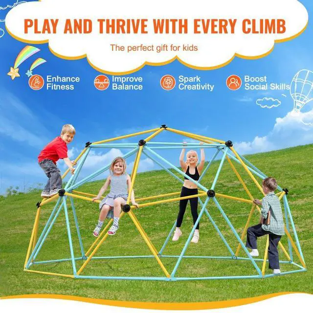 Alt view image 3 of 7 - VEVOR Climbing Dome, Jungle Gym Supports 750LBS and Easy Assembly, 10FT Geometric Dome Climber Play Center for Kids 3 to 10 Years Old,with Climbing Grip, Outdoor Backyard Play Equipment for Kids