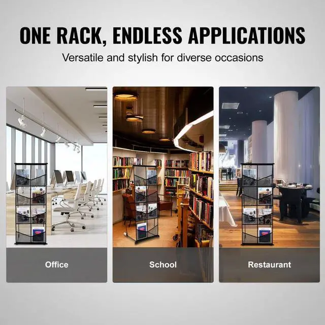 Alt view image 6 of 7 - VEVOR  Brochure Display Stand, 4-Tier 8 Pockets Mesh Literature Display Holder, Floor Standing Magazine Newspaper Catalog Rack, Lightweight & Portable with Carrying Bag for Shop Exhibitions Office