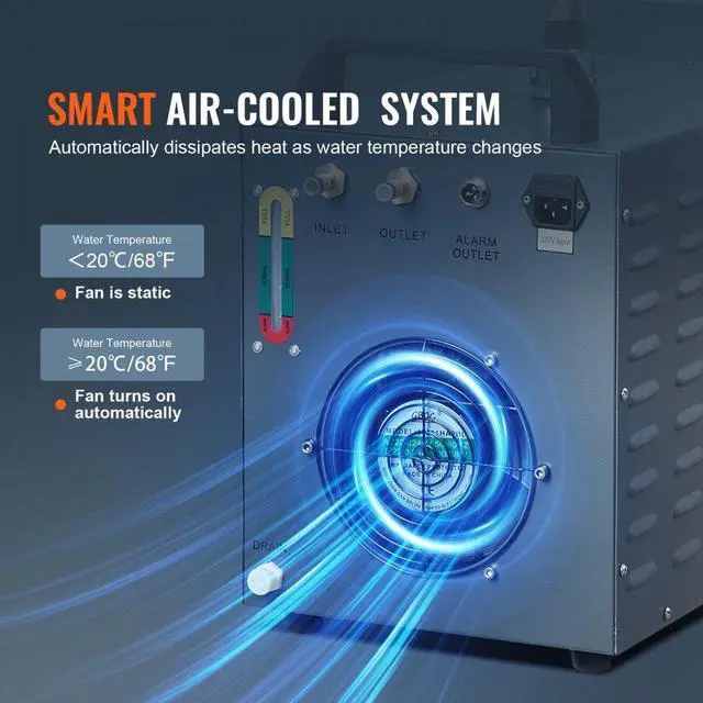 Alt view image 3 of 7 - VEVOR  Industrial Water Chiller, CW-3000, 80W Air-Cooled Industrial Water Cooler Cooling System with 12 L Water Tank Capacity 12 L/min Maximum Flow Rate, for Laser Engraving Machine Cooling Machine
