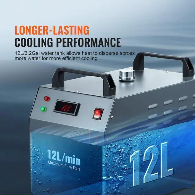 Alt view image 4 of 7 - VEVOR  Industrial Water Chiller, CW-3000, 80W Air-Cooled Industrial Water Cooler Cooling System with 12 L Water Tank Capacity 12 L/min Maximum Flow Rate, for Laser Engraving Machine Cooling Machine