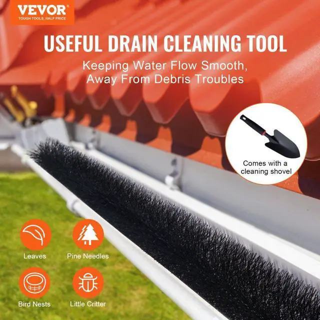 Alt view image 2 of 7 - VEVOR Gutter Brush, 60 Feet Total Length 4.33 inch Diameter Gutter Cleaning Tools, Ground-Level Gutter Brush Leaf Guard for 5 Inch Gutters, Easily Clear roof Leaves and Debris, 20 Pack
