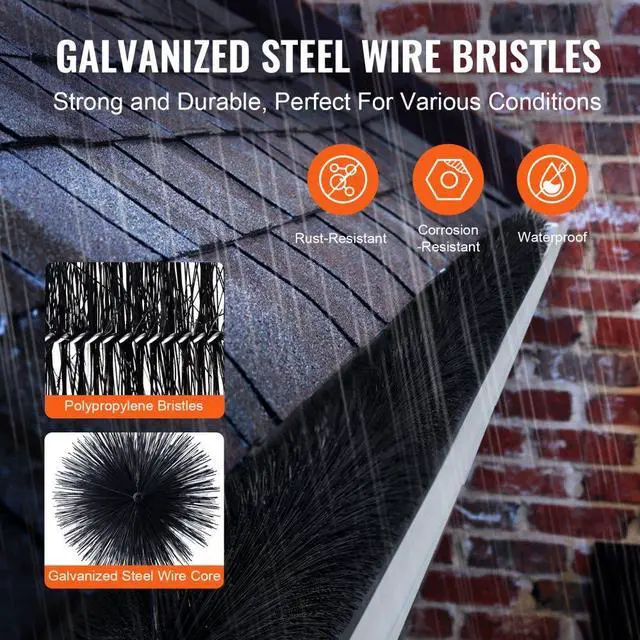 Alt view image 4 of 7 - VEVOR Gutter Brush, 80 Feet Total Length 4.33 inch Diameter Gutter Cleaning Tools, Ground-Level Gutter Brush Leaf Guard for 5 Inch Gutters, Easily Clear roof Leaves and Debris, 27 Pack