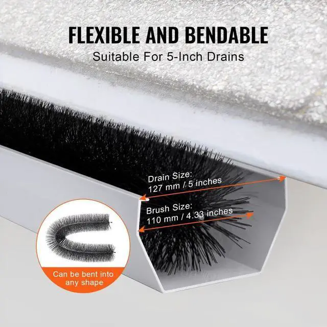Alt view image 5 of 7 - VEVOR Gutter Brush, 80 Feet Total Length 4.33 inch Diameter Gutter Cleaning Tools, Ground-Level Gutter Brush Leaf Guard for 5 Inch Gutters, Easily Clear roof Leaves and Debris, 27 Pack