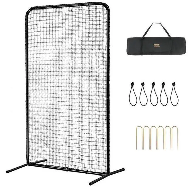 Main image of VEVOR I Screen Baseball for Batting Cage, 7x4 ft Baseball Softball Safety Screen, Body Protector Portable Batting Screen with Carry Bag & Ground Stakes, Heavy Duty Pitching Net for Pitchers Protection