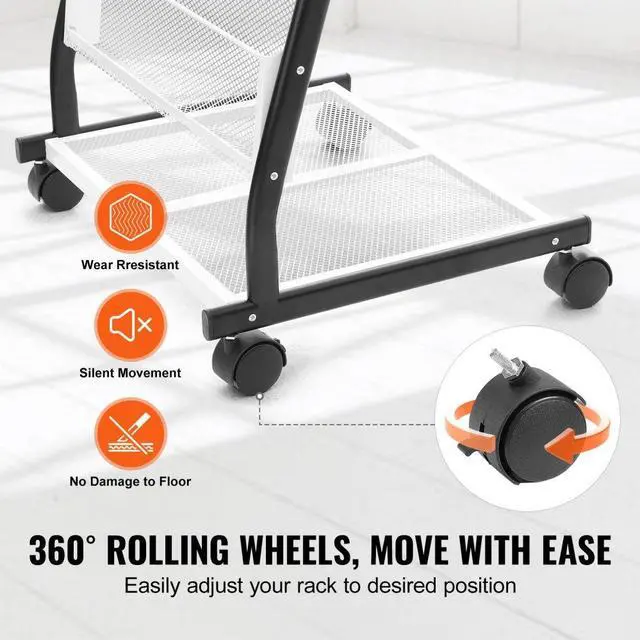 Alt view image 5 of 7 - VEVOR  Brochure Display Rack, 6-Tier Magazine Literature Display Stand, Floor Standing Magazine Rack Newspaper Catalog Holders, Movable with 4 Wheels (2 Lockable) for Shop Exhibitions Office, 6 Pocke