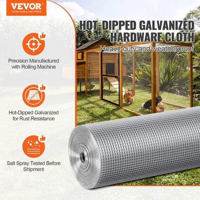 Alt view image 2 of 14 - VEVOR Hardware Cloth, 1/4 inch 36in x 50 ft 23 Gauge, Hot Dipped Galvanized Wire Mesh Roll, Chicken Wire Fencing, Wire Mesh for Rabbit Cages, Garden, Small Rodents