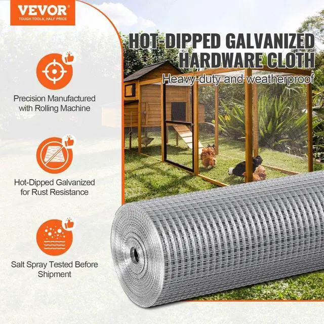 Alt view image 2 of 7 - VEVOR Hardware Cloth, 1/2 inch 48in x 50 ft 19 Gauge, Hot Dipped Galvanized Wire Mesh Roll, Chicken Wire Fencing, Wire Mesh for Rabbit Cages, Garden, Small Rodents