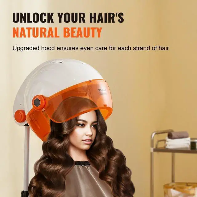 Alt view image 3 of 14 - VEVOR Professional Hooded Dryer, 1875W High-Power Bonnet Hair Dryer, Sit Under Hair Dryer with Timer, 3 Temp Settings & Wind Speed, Floor Standing Rolling Base with Wheels for Beauty Salon Home Spa