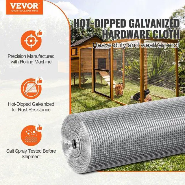 Alt view image 2 of 14 - VEVOR Hardware Cloth, 1/4 inch 48in x 50 ft 23 Gauge, Hot Dipped Galvanized Wire Mesh Roll, Chicken Wire Fencing, Wire Mesh for Rabbit Cages, Garden, Small Rodents
