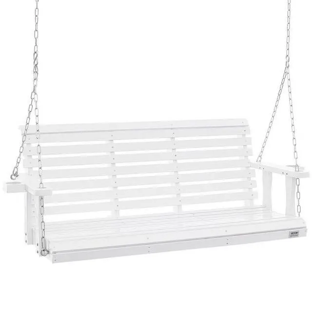 Main image of VEVOR Wooden Porch Swing 5.5 ft, Patio bench swing for Courtyard & Garden, Upgraded 880 lbs Strong Load Capacity, Heavy Duty Swing Chair Bench with Hanging Chains for Outdoors, White