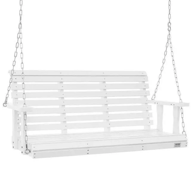 Main image of VEVOR Wooden Porch Swing 4.5 ft, Patio bench swing for Courtyard & Garden, Upgraded 880 lbs Strong Load Capacity, Heavy Duty Swing Chair Bench with Hanging Chains for Outdoors, White