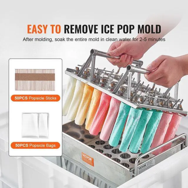Alt view image 4 of 7 - VEVOR  Commercial Popsicle Molds 40PCS Cylindrical Ice Pop Molds Stainless Steel