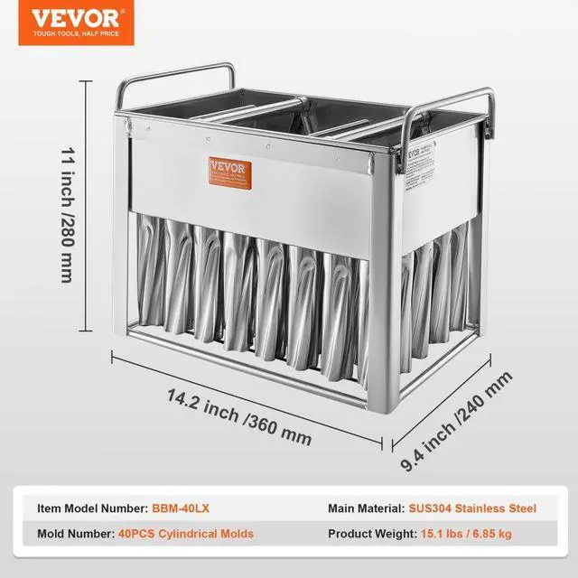 Alt view image 7 of 7 - VEVOR  Commercial Popsicle Molds 40PCS Cylindrical Ice Pop Molds Stainless Steel