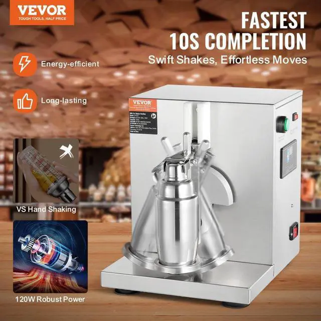 Alt view image 2 of 7 - VEVOR  Milkshake Maker Machine, 120W Commercial Milk Tea Shaker Machine, Single Head Milk Shake Mixer Machine, 0-180s Adjustable Milkshake Blender, with 750 ml Stainless Steel Cup, for Milk Tea Store