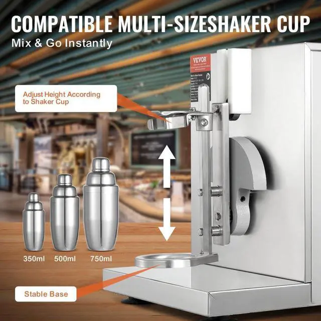 Alt view image 3 of 7 - VEVOR  Milkshake Maker Machine, 120W Commercial Milk Tea Shaker Machine, Single Head Milk Shake Mixer Machine, 0-180s Adjustable Milkshake Blender, with 750 ml Stainless Steel Cup, for Milk Tea Store