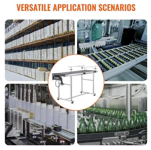 Alt view image 6 of 7 - VEVOR  Belt Conveyor, 59 x 15.7 inch Conveyor Table, Heavy Duty Stainless Steel Motorized Belt Conveyor for Inkjet Coding Applications Powered PVC Belt Anti-Static Adjustable Speed (Double Guardrail)