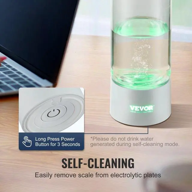 Alt view image 6 of 7 - VEVOR Hydrogen Water Bottle Generator, 380 ml / 13.4 oz Capacity Portable Hydrogen Water Maker, SPE Technology Hydrogen Rich Water Ionizer Machine with Nasal Inhalation Tube and Self-Cleaning