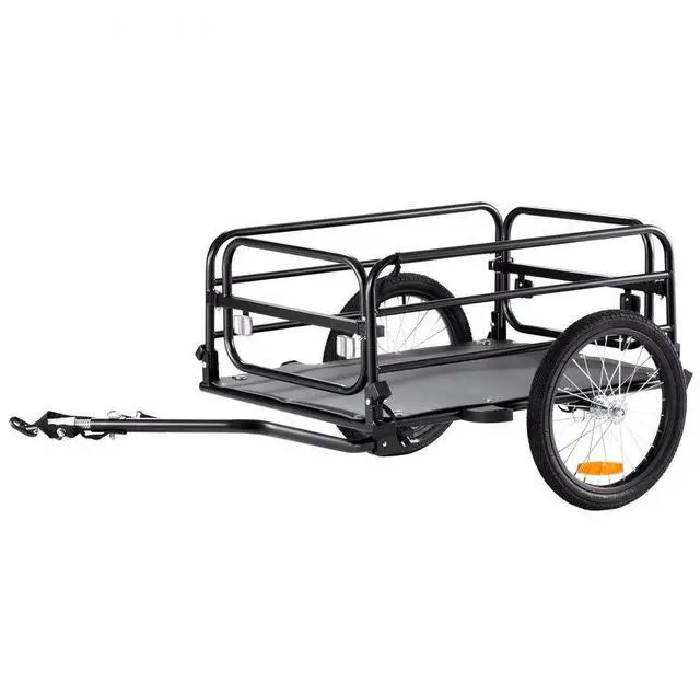 Main image of VEVOR Bike Cargo Trailer, 160 lbs Load Capacity, Heavy-Duty Bicycle Wagon Cart, Foldable Compact Storage & Quick Release with Universal Hitch, 16" Wheels, Safe Reflectors, Fits 22"-28" Bike Wheels