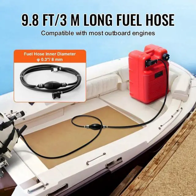 Alt view image 3 of 7 - VEVOR Marine Fuel Tank, 6.34 Gallon/24L, Portable Boat Fuel Gas Tank for Outboard Engine Boats, Plastic Outboard Marine Boat Fuel Tank with Hose, Easy to Carry for Yacht, Fishing Boat, Deck Boat, Red