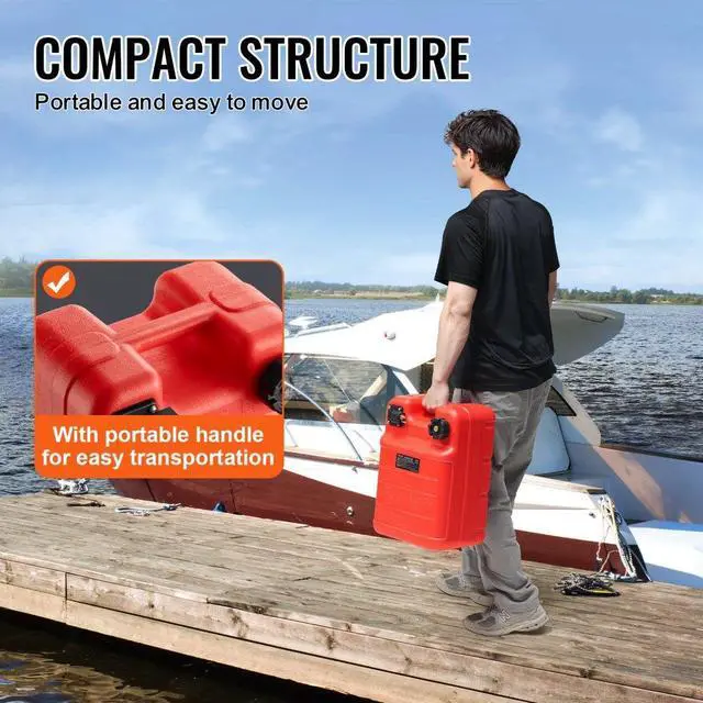 Alt view image 6 of 7 - VEVOR Marine Fuel Tank, 6.34 Gallon/24L, Portable Boat Fuel Gas Tank for Outboard Engine Boats, Plastic Outboard Marine Boat Fuel Tank with Hose, Easy to Carry for Yacht, Fishing Boat, Deck Boat, Red