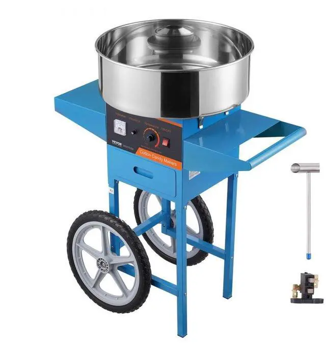 Main image of VEVOR  Electric Cotton Candy Machine with Cart, 1000W Commercial Candy Floss Maker with Stainless Steel Bowl, Sugar Scoop and Drawer, Perfect for Home, Kids Birthday, Family Party, Blue