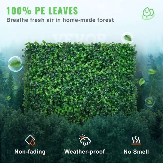 Alt view image 3 of 7 - VEVOR 12PCS 10x10 inch Artificial Boxwood Panels, Boxwood Hedge Wall Mat,Artificial Grass Backdrop Wall, Privacy Hedge Screen UV Protected for Outdoor Indoor Garden Fence Backyard