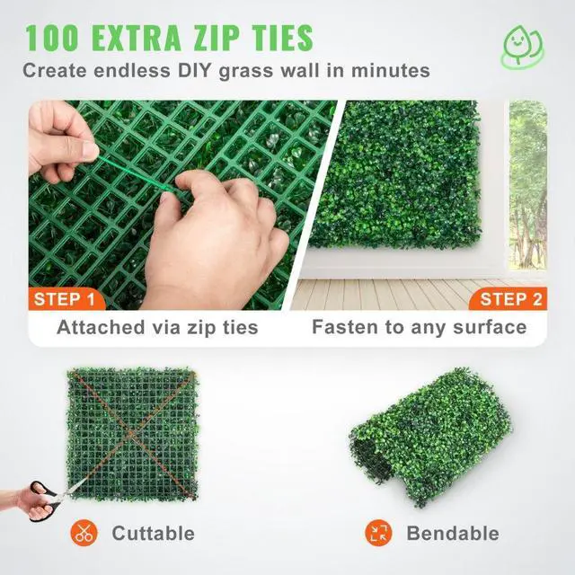Alt view image 5 of 7 - VEVOR 12PCS 10x10 inch Artificial Boxwood Panels, Boxwood Hedge Wall Mat,Artificial Grass Backdrop Wall, Privacy Hedge Screen UV Protected for Outdoor Indoor Garden Fence Backyard