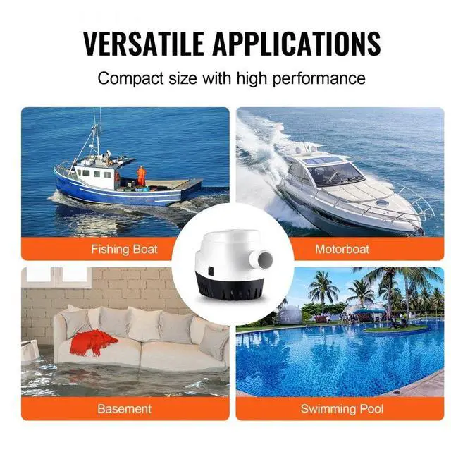 Alt view image 6 of 7 - VEVOR Bilge Pump, 1100GPH 12V Automatic Submersible Boat Bilge Water Pump with Float Switch, 1.1" Outlet Diameter, Small Boat Bilge Pump, Marine Electric Bilge Pump for Boats, Ponds, Pools, Basements