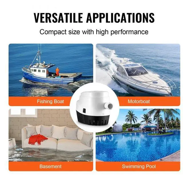Alt view image 6 of 7 - VEVOR Bilge Pump, 750GPH 12V Automatic Submersible Boat Bilge Water Pump with Float Switch, 0.7" Outlet Diameter, Small Boat Bilge Pump, Marine Electric Bilge Pump for Boats, Ponds, Pools, Basements