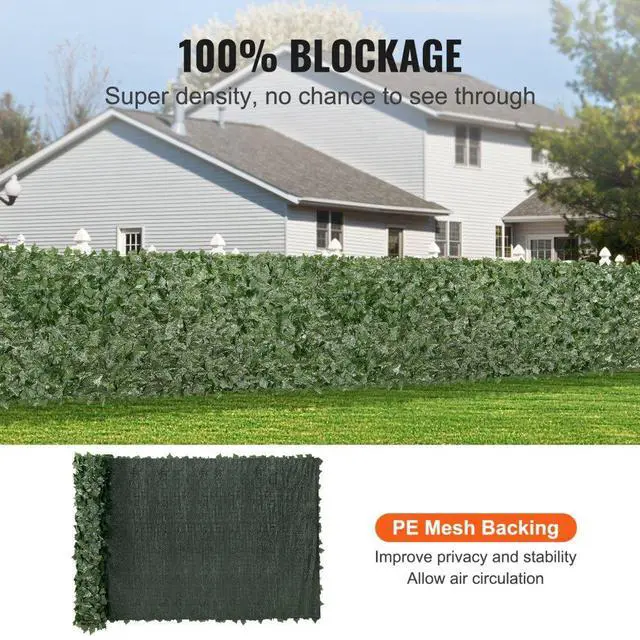 Alt view image 3 of 7 - VEVOR Ivy Privacy Fence, 59 x 158in Artificial Green Wall Screen, Greenery Ivy Fence w/ Mesh Cloth Backing and Strengthened Joint, Faux Hedges Vine Leaf Decoration for Outdoor Garden, Yard, Balcony