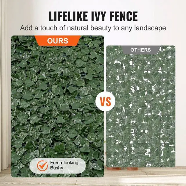 Alt view image 4 of 7 - VEVOR Ivy Privacy Fence, 59 x 158in Artificial Green Wall Screen, Greenery Ivy Fence w/ Mesh Cloth Backing and Strengthened Joint, Faux Hedges Vine Leaf Decoration for Outdoor Garden, Yard, Balcony