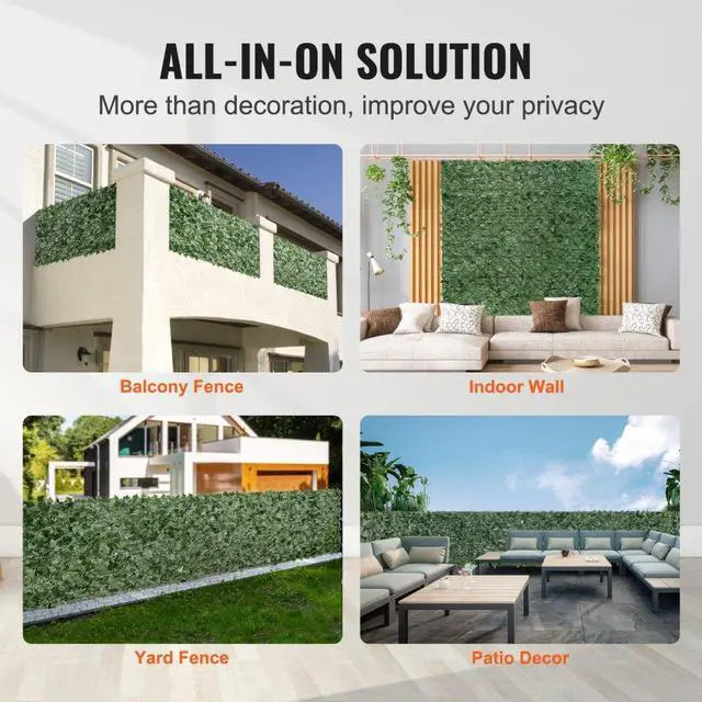Alt view image 6 of 7 - VEVOR Ivy Privacy Fence, 59 x 158in Artificial Green Wall Screen, Greenery Ivy Fence w/ Mesh Cloth Backing and Strengthened Joint, Faux Hedges Vine Leaf Decoration for Outdoor Garden, Yard, Balcony