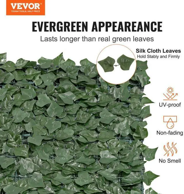 Alt view image 2 of 7 - VEVOR Privacy Ivy Fence, 59 x 118in Artificial Green Wall Screen, Greenery Ivy Fence with Mesh Cloth Backing and Strengthened Joint, Faux Hedges Vine Leaf Decoration for Outdoor Garden, Yard, Balcony