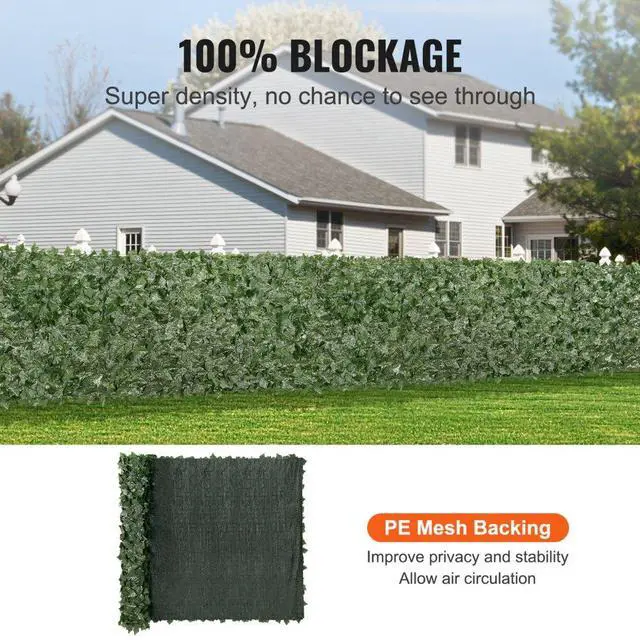Alt view image 3 of 7 - VEVOR Privacy Ivy Fence, 59 x 118in Artificial Green Wall Screen, Greenery Ivy Fence with Mesh Cloth Backing and Strengthened Joint, Faux Hedges Vine Leaf Decoration for Outdoor Garden, Yard, Balcony