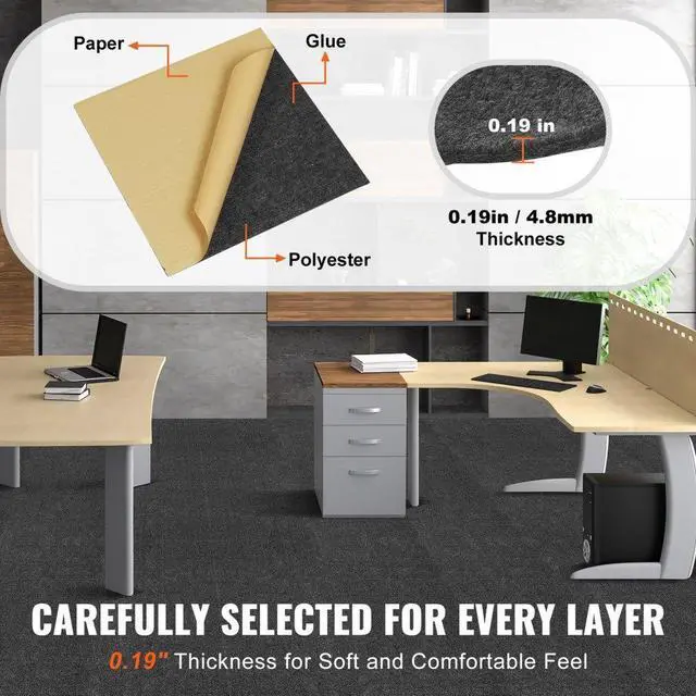 Alt view image 3 of 7 - VEVOR Carpet Tiles Peel and Stick, 12 x 12 Squares Self Adhesive Carpet Floor Tile, Soft Padded Carpet Tiles, Easy Install DIY for Bedroom Living Room Indoor Outdoor (12 Tiles, Dark Gray)
