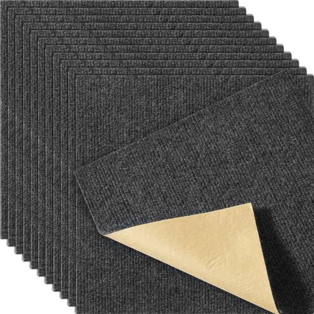 Main image of VEVOR Carpet Tiles Peel and Stick, 12 x 12 Squares Self Adhesive Carpet Floor Tile, Soft Padded Carpet Tiles, Easy Install DIY for Bedroom Living Room Indoor Outdoor (12 Tiles, Dark Gray)