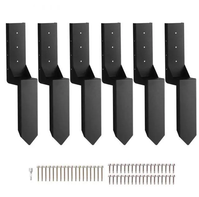 Main image of VEVOR Fence Post Anchor Repair Kit, 6 Pack Inner Diameter 3.5 x3.5 Inches Heavy Duty Steel Fence Post Support Stakes, Anchor Ground Spike for Repair Tilted, Broken Wood Fence Post, Enveloping
