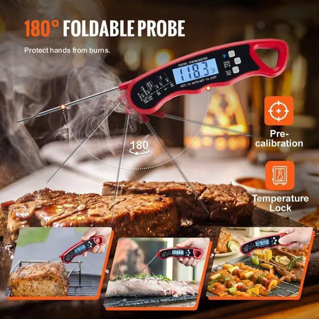 Alt view image 3 of 7 - VEVOR Grillers Instant Read Meat Thermometer for Grill and Cooking, Best Waterproof Ultra Fast Thermometer with Backlight & Calibration, Digital Food Probe for Kitchen, Outdoor Grilling and BBQ
