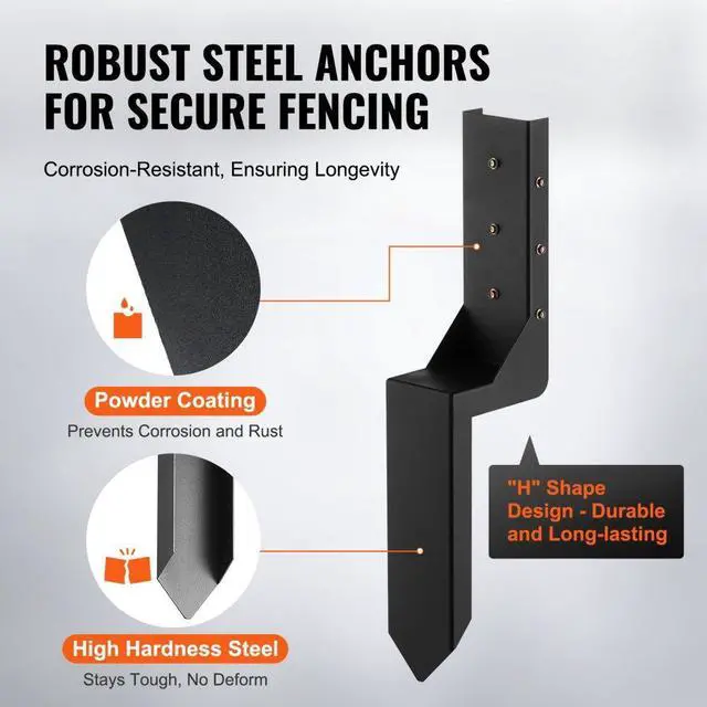 Alt view image 3 of 7 - VEVOR Fence Post Anchor Repair Kit, 4 Pack Inner Diameter 3.5 x3.5 Inches Heavy Duty Steel Fence Post Support Stakes, Anchor Ground Spike for Repair Tilted, Broken Wood Fence Post, Enveloping