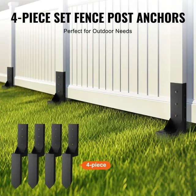 Alt view image 5 of 7 - VEVOR Fence Post Anchor Repair Kit, 4 Pack Inner Diameter 3.5 x3.5 Inches Heavy Duty Steel Fence Post Support Stakes, Anchor Ground Spike for Repair Tilted, Broken Wood Fence Post, Enveloping