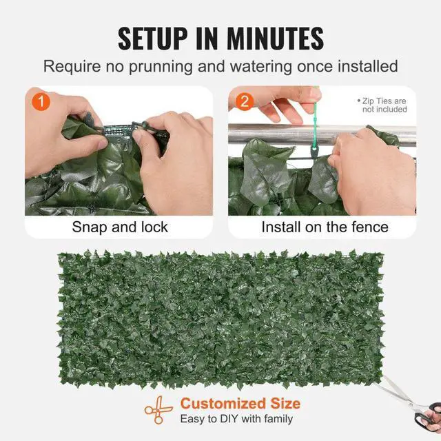 Alt view image 5 of 7 - VEVOR 39"x98" Artificial Faux Ivy Leaf Privacy Fence Screen with Mesh Cloth Backing