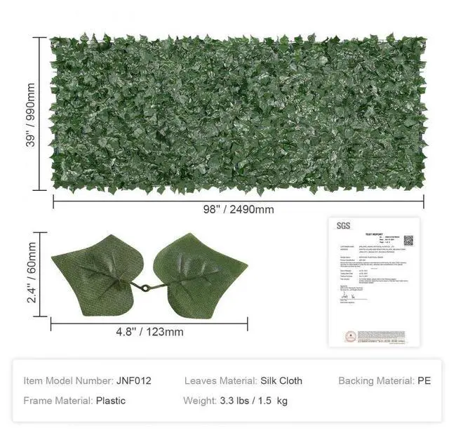 Alt view image 7 of 7 - VEVOR 39"x98" Artificial Faux Ivy Leaf Privacy Fence Screen with Mesh Cloth Backing