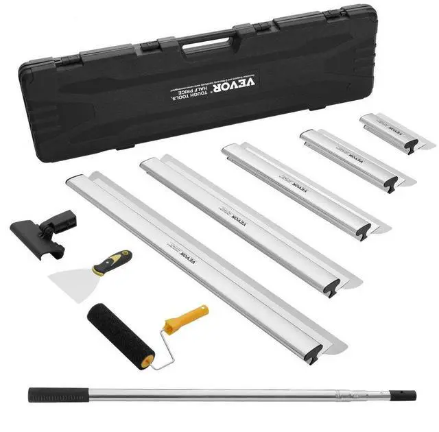Main image of VEVOR Drywall Skimming Blade Set, 10/16/24/32/40 in Skimming Blades + 34-81.6 in Extension Handle Pole, Stainless Steel Knife Professional Skim Coat Tools, for Gyprock/WallBoard/Plasterboard