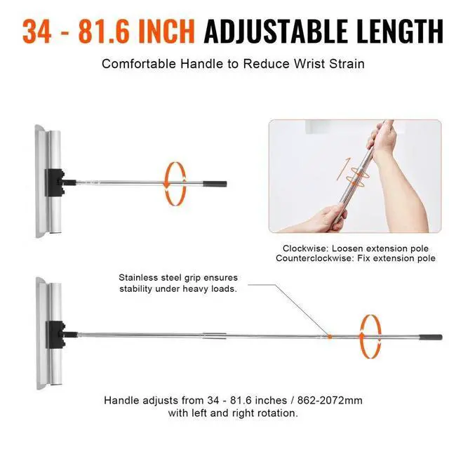 Alt view image 4 of 7 - VEVOR Drywall Skimming Blade Set, 10/16/24/32/40 in Skimming Blades + 34-81.6 in Extension Handle Pole, Stainless Steel Knife Professional Skim Coat Tools, for Gyprock/WallBoard/Plasterboard